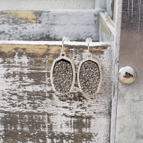 REVITALIZED Jewelry - [ revitalized ] Gray + Silver Etched Earrings